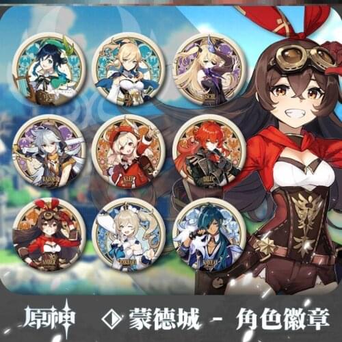 New Anime Genshin Impact Venti Bennett Lisa Paimon Bedge Badge Button Medal Brooch Pin Souvenir Pendant Cosplay Props