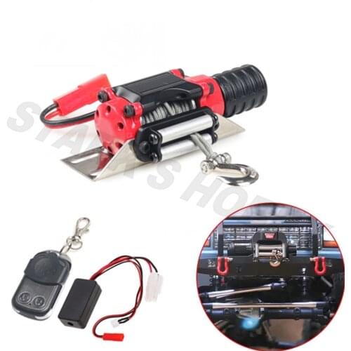 Metal Steel Wired Automatic Simulated Winch for 1/10 Rc Crawler Car Axial SCX10 90046 D90 Traxxas Trx4