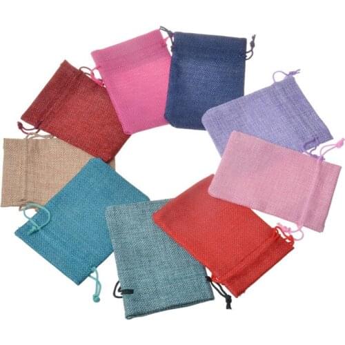 10pcs Jewelry gift bags fashion accessories packaging storage bag imitation linen pouch wedding gifts small package