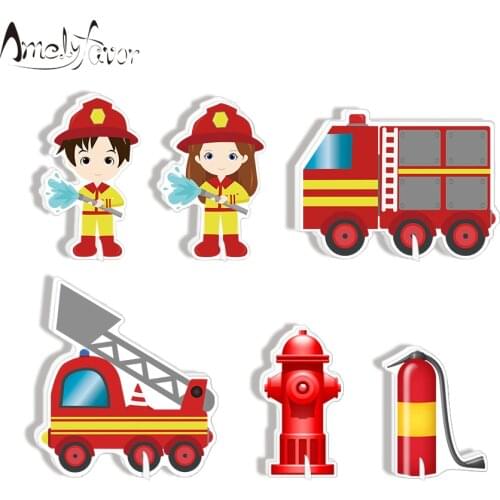 Firefighter Party Decoration Fire Truck Table Centerpiece Kids Birthday Party Supplies Decorations Fire Truck Birthday Decor