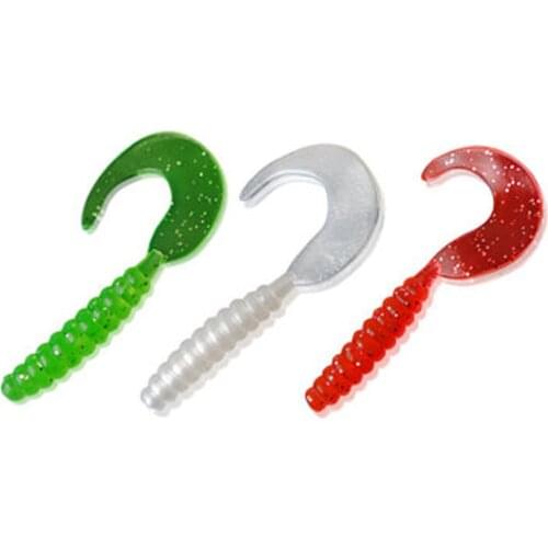 20Pcs Curl Tail Grub Worm Soft Plastic Lure Outdoor Sports Carp Fishing Tackle Sea River Lake Fishing Micro Bait 0.7g/1.3g/2.2g