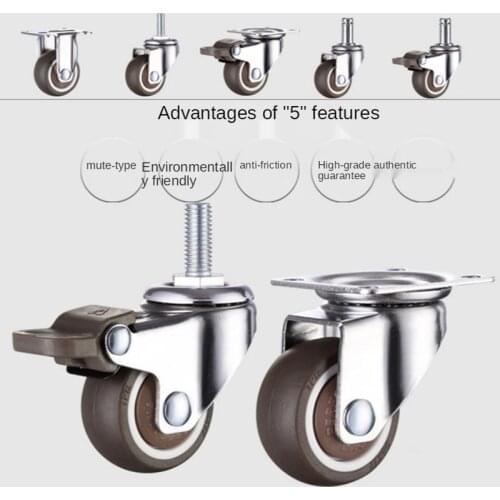 1/1.25/1.5/2 Inch Furniture Casters Wheels Orange Swivel Castor Trolley Rubber