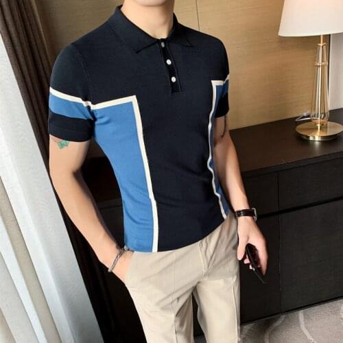 Quality Polo High Shirts Men Cotton Patchwork Short Sleeve Business Casual Slim Shirts 2020 New Fashion Tennis Tops Mens Clothes