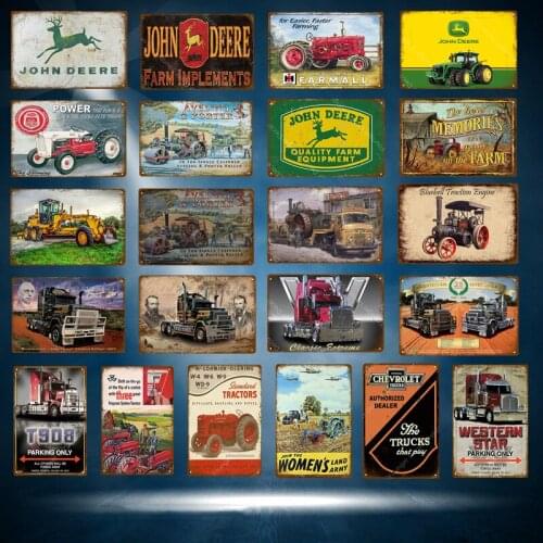 Farming Farm Tractors Metal Tin Signs Farmall Trucks Poster Vintage Wall Art Painting Plaque Art Craft Cafe Pub Bar Home Decor