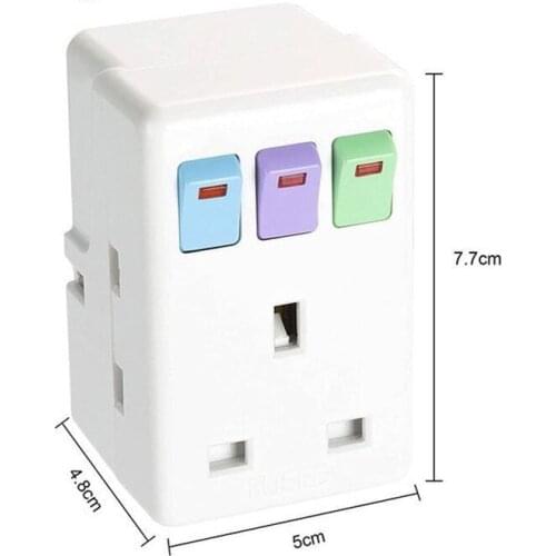 UK Plug 250V 13A Portable Multi 1 to 3 ways Travel Adapter Power Socket with ON/OFF Independent Control Switch Conversion Plug