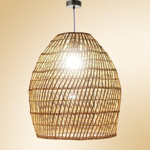 Traditional Hand-woven Pendant Lights Vintage Rattan Ceiling Hanglamp Lights for Dining Room Restaurant Loft Living Room Decor