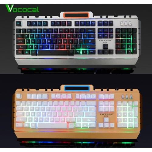 Vococal LED Backlit 104 Key USB Wired Gaming Gamer Keyboard Keypad for Computer LOL Overwatch Csgo with Similar Mechanical Feel