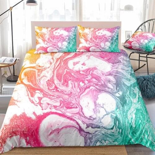 Magic Marble Bedding Set Luxury Rainbow Duvet Cover Rock Stone Print Quilt Cover Nature Colorful Bedclothes King Queen Size