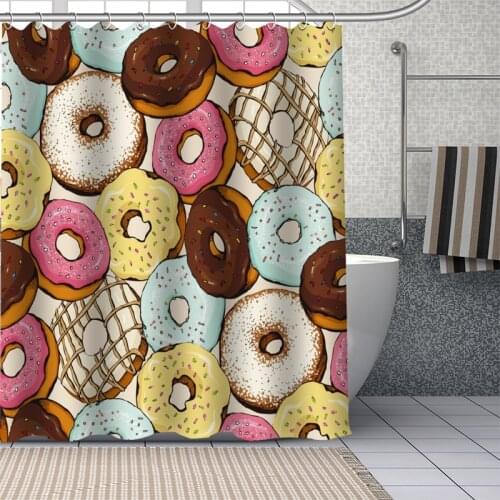 Custom donuts pattern Shower Curtains DIY Bathroom Curtain Fabric Washable Polyester for Bathtub Art Decor Drop Shipping