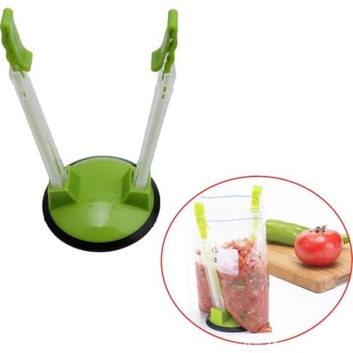 1 PCS Adjustable bag holder rack non-slip ziplock bag storage bag holder bag clip hands-free plastic rack kitchen bag rack