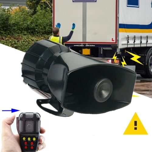 12V 7 Sounds Car Truck Speaker Warning Alarm Police Fire Siren Horn Loud Sound with MIC Microphone 7 Tones Trucks Alarm Siren