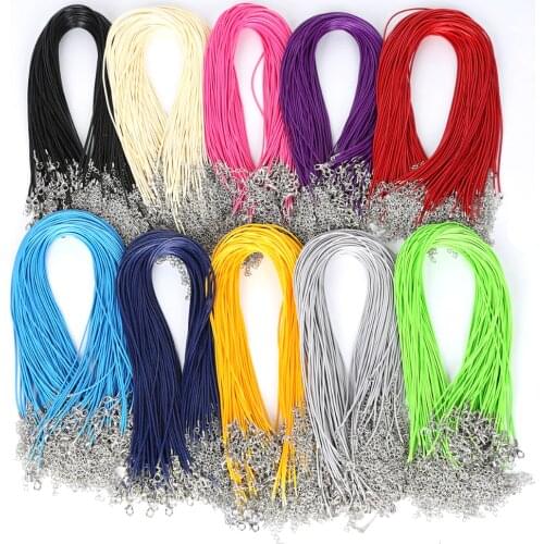 30Pcs/lot Mix Colors 1.5mm DIY Faux Leather Cord Adjustable Chains Pendant Necklace Rope Charms Findings Lobster Clasp String
