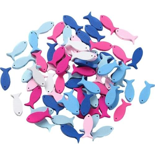 50pcs Wooden Beads Pendant Fish ShapeWood Pendant For DIY Art & Craft Project Jewelry Making Bags Kids Toys Scrapbooking Decors