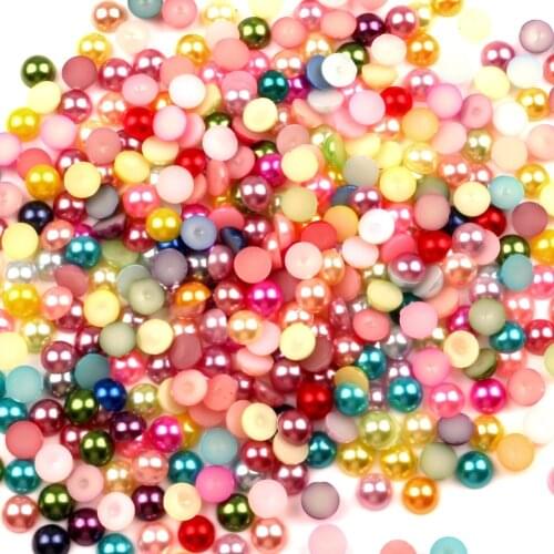 500Pcs Mixed 7mm Half Round Pearl Beads Craft Cabochon Scrapbook Decoration Flatback Nail Art Garment Beads DIY Accessories