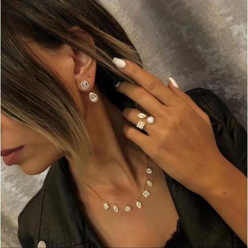 AccKing 2pcs Bridal Zirconia Full Jewelry Sets For Women Party, Luxury Dubai Nigeria CZ Crystal Wedding necklace sets