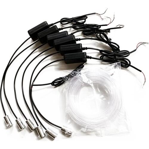 Car Ambient Lights for 2Pcs center console 4Pcs Doors Decorative with 6M Optical Fibre 64colors Led No Threading App Control