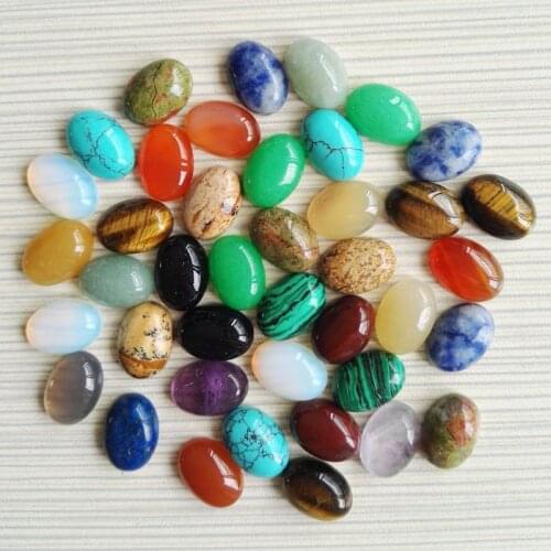 Free shipping 100pcs/lot 10X14mm Mixed Natural stone Oval CAB CABOCHON teardrop Wholesale opal/Powder/Tiger eye stone beads