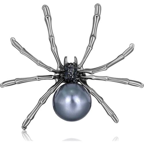 Cross-border sales the new fashion and personality insect brooch joker alloy ms pearl spider brooches spot