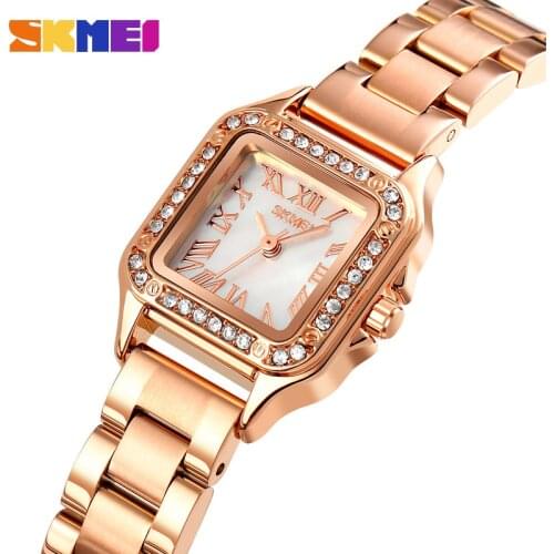 SKMEI Fashion Watch Women Top brand Quartz Wristwatch Luxury Stainless steel Ladies Watches Small Dial Hours Relogio Feminino
