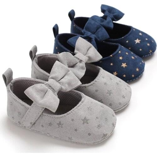 Baby girls totem stars childrens shoes bow non-slip outdoor shoes soft rubber soles childrens shoes