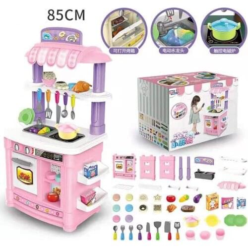 Child Kids Christmas Gift Educational kitchen Play set Simulation Pretend Play toys Cooking Food Double Side spary Music Light