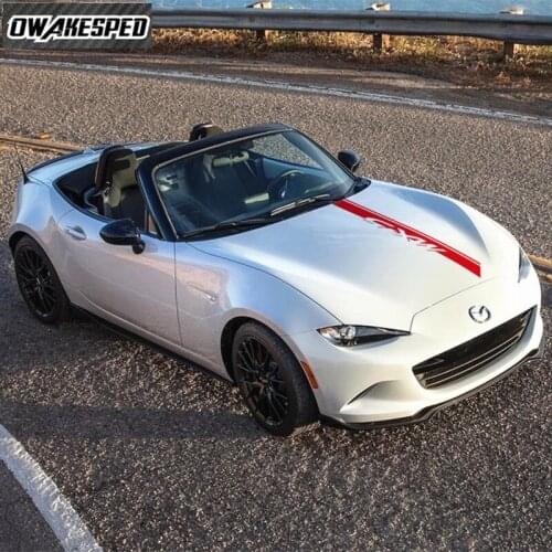 For-Mazda MX-5 Racing Sport Stripes Car Hood Bonnet Sticker Auto Engine Cover Decor Vinyl Decals Exterior Accessories