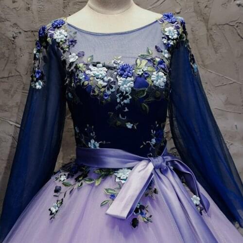 Blue and lavender embroidery cosplay ball gown medieval dress Renaissance gown queen Victorian Marie Antoinette/ Belle Ball