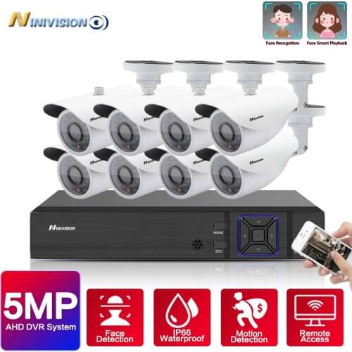 H.265 8CH AHD System 5.0MP Metal Bullet White Camera Outdoor Waterproof 6in1 Hybrid 16CH CCTV Security System Surveillance Kit