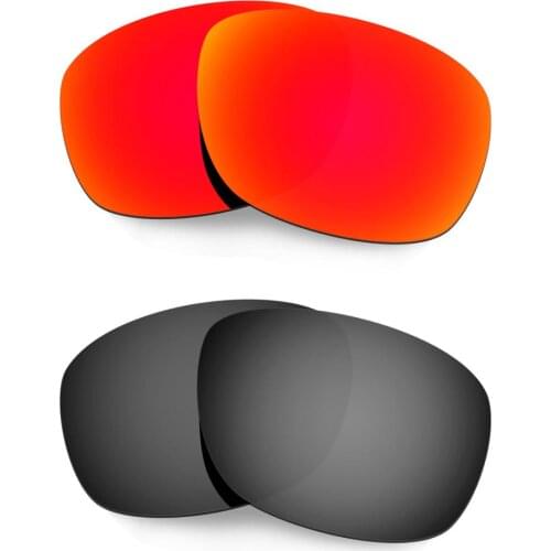 HKUCO For Ten-X Sunglasses Polarized Replacement Lenses 2 Pairs Red & Black