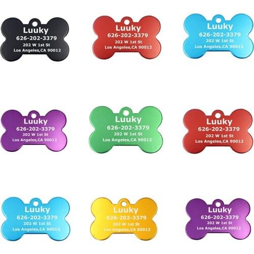 Customized Pet ID Tag Engraved Pet ID Name Number for Cat Puppy Dog Personalized Collar Pendant Bone Pet Accessories