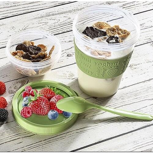 Prepare Fruit Yogurt Container With Lid And Take Out 600 Ml Camping Lockable Safety Lid Quality BPA-Free PLASTİC