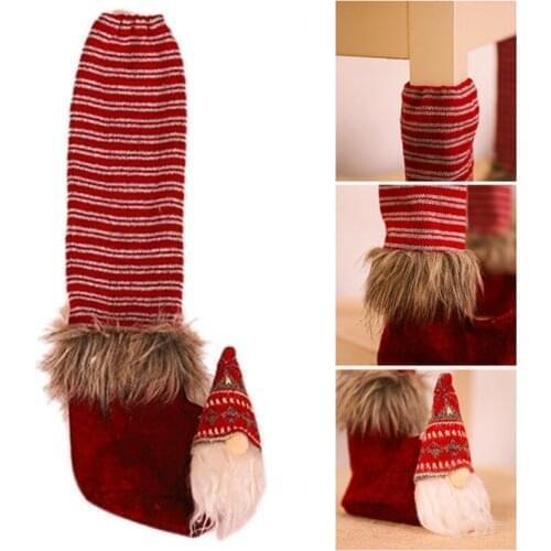 Forest Man Christmas Chair Leg Feet Cover Linen Table Foot Non-slip Protector Chair Socks Sleeve Xmas Decoration