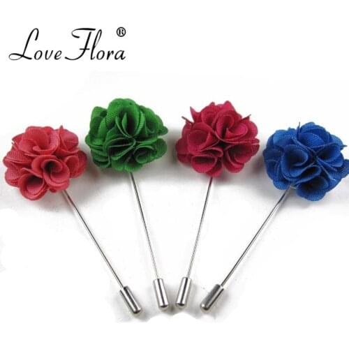 High Quality 20PCS/LOT fabric Flower Lapel Pin Brooch Handmade Handmade Flower Brooch Pin for Men Free shipping