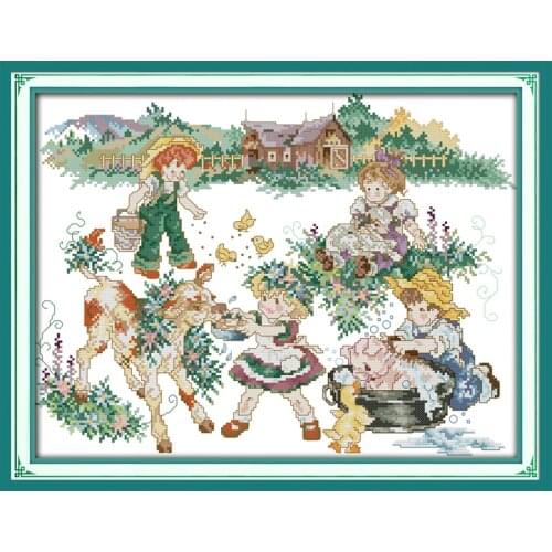 Everlasting Love Country Life (2) Chinese Cross Stitch Kits Ecological Cotton Stamped 11 CT Christmas New Store Sales Promotion