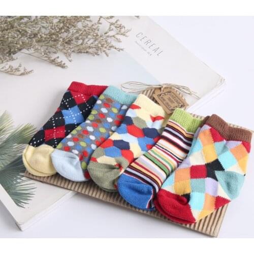 5Pairs/Lot Baby Socks Cotton Newborn Socks Set Funny Plaid Dots Striped 5PCS Toddler Boys Girls Socks Summer Autumn Cute Colored