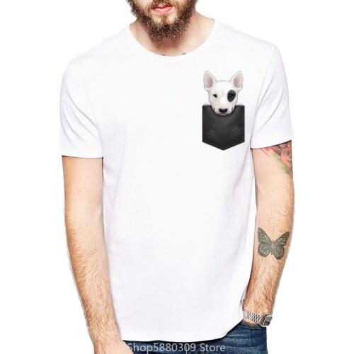 Novelty Funny Bulldog Design Men T-shirt Print Shirt Bull Terrier In Pocket/English Bull Terrier Graduate Cool and Cute Tees