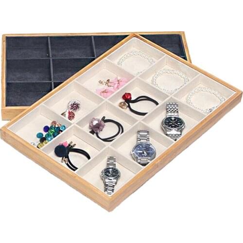 2019 Multifunctional wood Jewelry Tray Earring Jewelry Display Organizer Case Holder Earring Storage Box for Earings Necklace