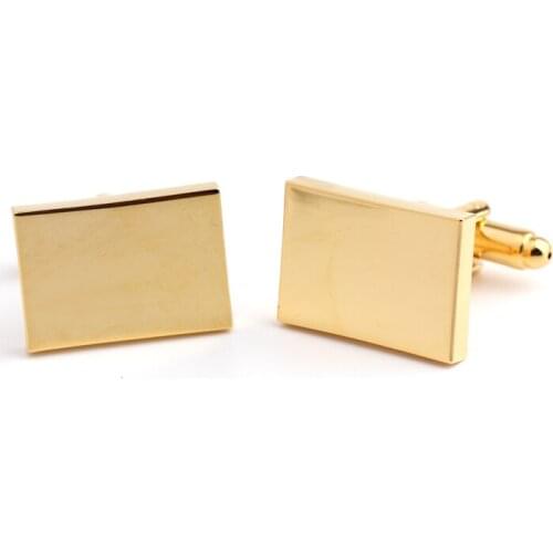 Rectangular gold metal mens shirt Cufflinks