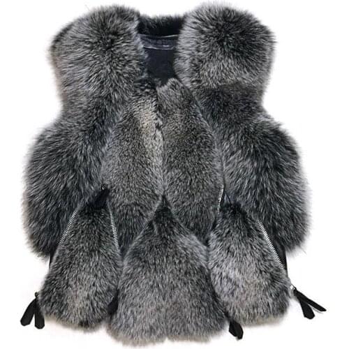 Rf1951 new arrival Real fox fur vest women zipper natural fur waistcoat fox gilet