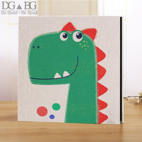 Self Adhesive Photo Album Dinosaur Sticky Pages Creative Magnetic Scrapbook Album DIY Handmade Wedding Album Linen Hardcover