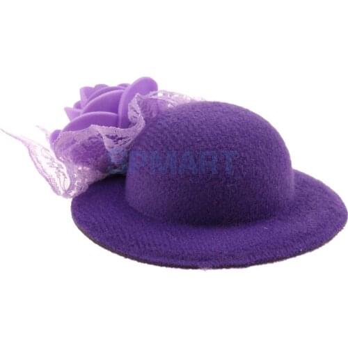 Elegant Classic Doll Cap New Round Bowler Hat with Lace Decoration for 28-30cm Doll Clothes Accessory Purple