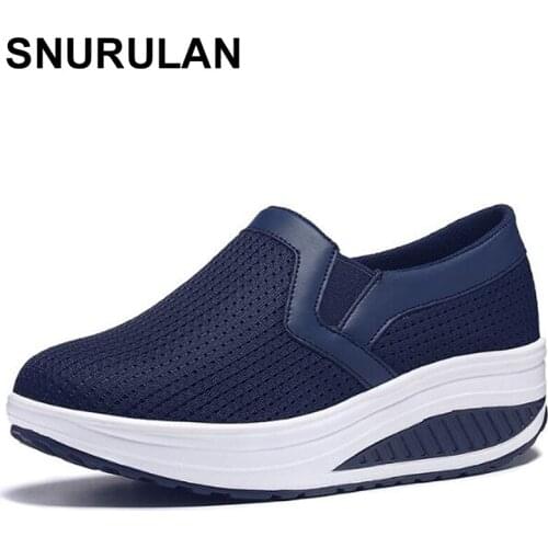 SNURULAN Women flats new 2018 autumn breathable platform sneakers casual thick soles women shoes big size 41 42 43E589