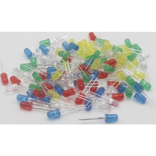100pcs 3mm LED Light White Yellow Red Green Blue Assorted Kit DIY LEDs Set electronic diy kit