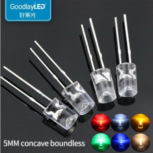 1000pcs5MM inner concave borderless red blue green yellow white warm white light F5LED light-emitting diode