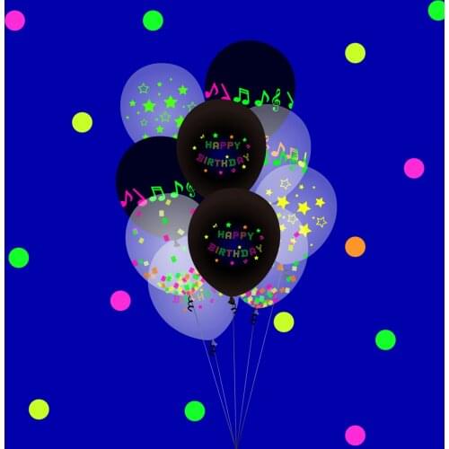 Glow Neon Birthday Party Decorations Supplies Happy Birthday Banner Neon Fluorescent Balloon Black Light Reactive Decoration