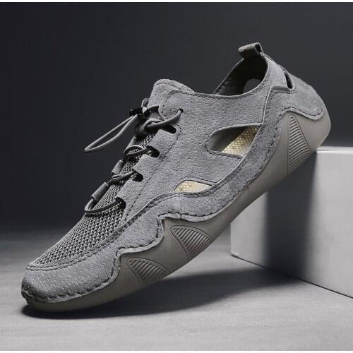 Leather Shoes Men Casual Breathable Driving Shoes Men Loafers Hollow Comfortable Fashion Sneakers Men Shoes