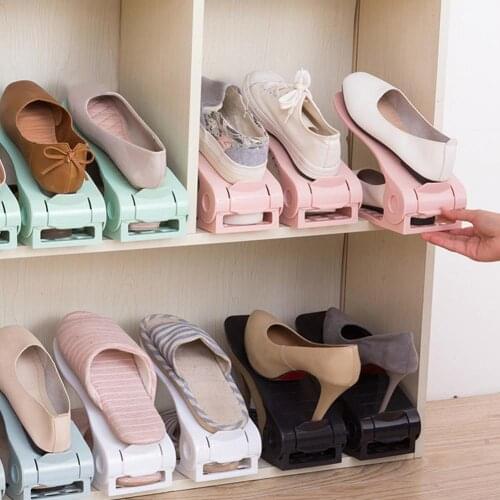 Minimalist Shoes Hanger 2Pcs Home Double Deck Thickened Adjustable Shoes Storage Rack Organizer Stand Household Storage Racks