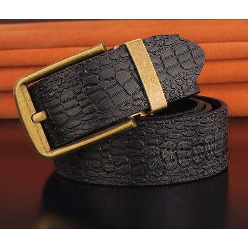 High Quality pin buckle belt men luxury brand Retro 3.8cm wide Waist Strap cowhide red cowboys cintos masculinos Waistband