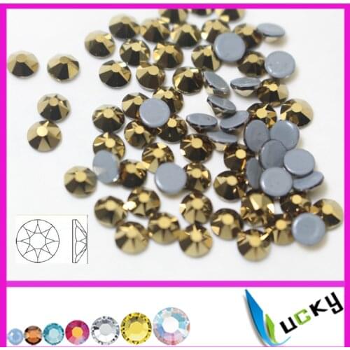 Top quality hotfix rhinestones! 1440pcs ss20 aurum /golden hematite color 16 faces cut 8 big + 8 small star cut iron crystal