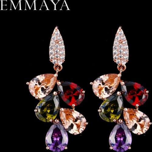 EMMAYA AAA Cubic Zirconia Classic Big Drop Crystal Earrings with Tiny CZ Luxury Bridal Wedding Earrings for Women